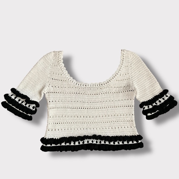 NWOT Apiece Apart New York Jute Cropped Crochet Limen-Blend Top / Sweater - Picture 4 of 7